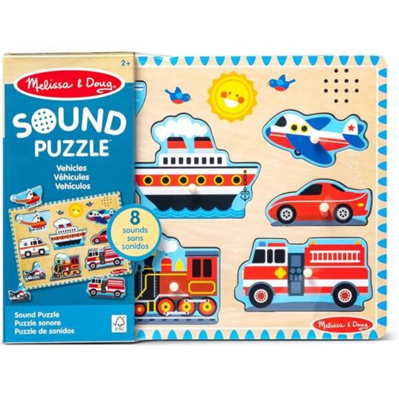 Vehicles Sound Puzzle - Wooden Peg Puzzle With Sound Effects (8pcs)-Sound Puzzle - Picture 3 of 7